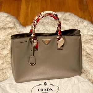 PRADA Argilla Saffiano Lux Leather Tote